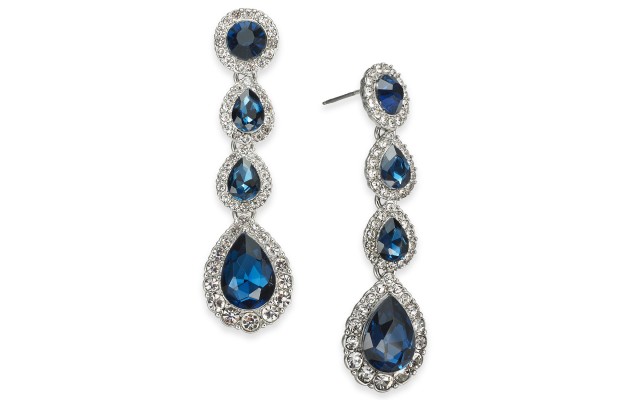  Crystal Linear Drop Earrings (Gray)
