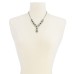  Crystal & Stone Cluster Lariat Necklace, 17″ + 3″ Extender, Silver/Green