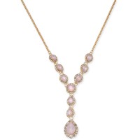 Charter Club Crystal & Stone Lariat Necklaces, 17″ + 2″ Extender, Pink, 17
