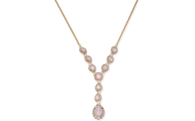 Charter Club Crystal & Stone Lariat Necklaces, 17″ + 2″ Extender, Pink, 17