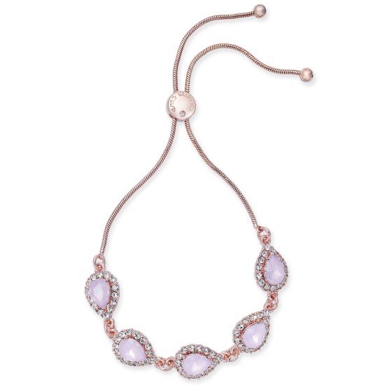  Crystal & Stone Slider Bracelets, Pink