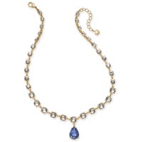 Charter Club Crystal & Stone Teardrop Lariat Necklace, 17″ + 2″ Extender, Purple, 17