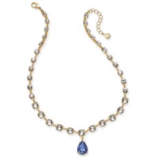 Charter Club Crystal & Stone Teardrop Lariat Necklace, 17″ + 2″ Extender