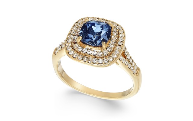  Double Halo Crystal Center Rings, Gold, 9