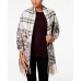  Floral-Over-Plaid Blanket Wrap & Scarf in One (Beige, One Size)