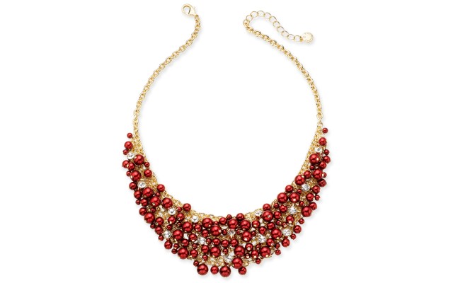  Glass Pearl Cluster Bib Necklace (16+3)