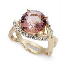 Charter Club Gold-Tone Champagne Halo Ring (Gold,10)