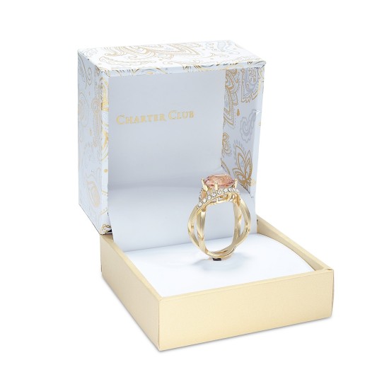  Gold-Tone Champagne Halo Ring (Gold,10)