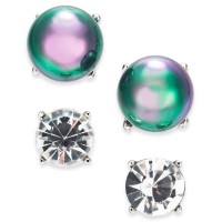 Charter Club Gold-Tone Colored Imitation Pearl 2-Pc. Set Stud Earrings, Silver