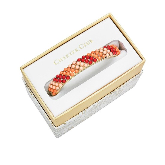  Gold-Tone Coral-like Imitation Pearl Bangle Bracelet