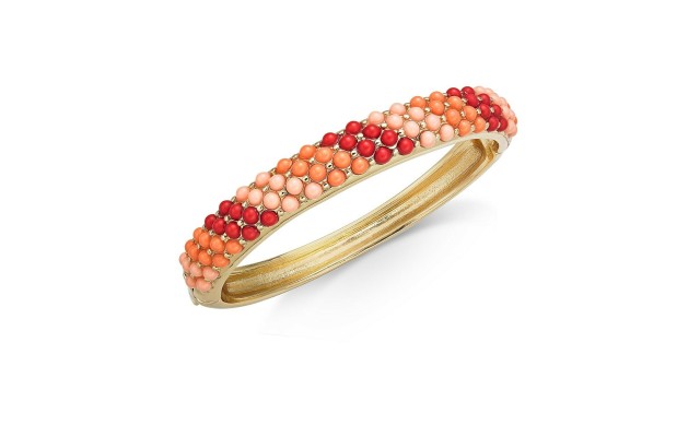  Gold-Tone Coral-like Imitation Pearl Bangle Bracelet