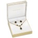  Gold-Tone Crystal and Stone Lariat Necklace & Stud Earrings Set
