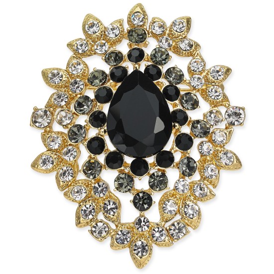  Gold-Tone Crystal Cluster Pin
