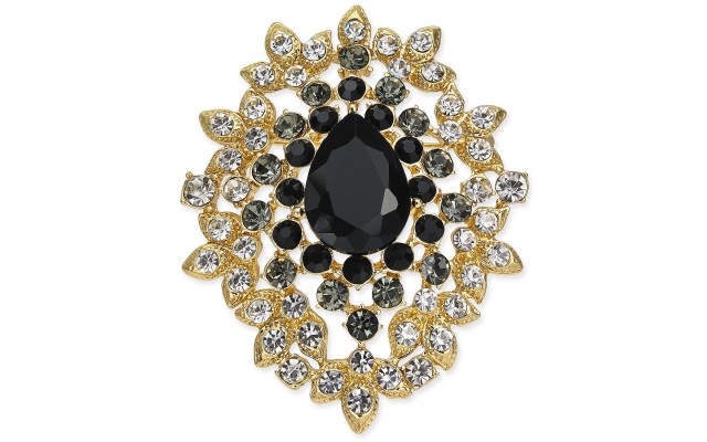  Gold-Tone Crystal Cluster Pin