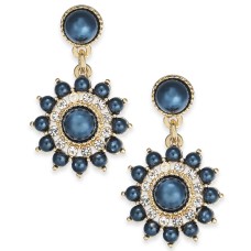 Charter Club Gold-Tone Crystal & Imitation Pearl Burst Stud Drop Earring, Navy