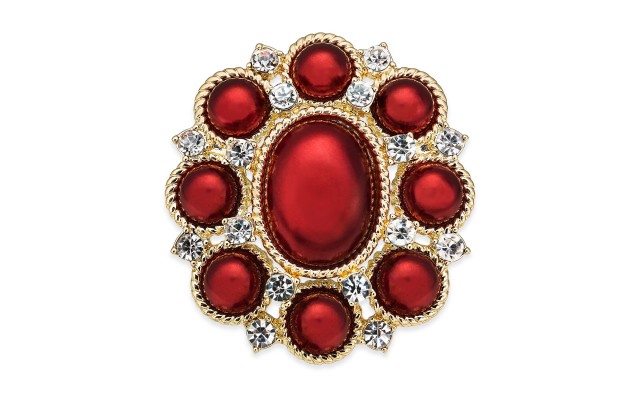  Gold-Tone Crystal & Imitation Pearl Pin