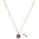  Gold-Tone Crystal Nautical Pendant Necklace & Stud Earrings Set (17+2)