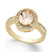 Charter Club Gold-Tone Crystal Oval Halo Ring
