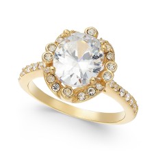 Charter Club Gold-Tone Crystal Oval Halo Rings