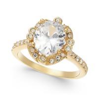 Charter Club Gold-Tone Crystal Oval Halo Rings, Gold, 8