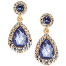 Charter Club Gold-Tone Crystal & Purple Stone Drop Earrings