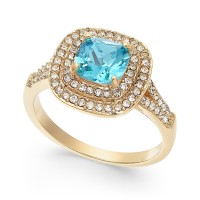 Charter Club Gold-Tone Crystal Square Halo Rings, Gold, 11