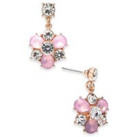 Charter Club Gold-Tone Crystal & Stone Cluster Drop Earring, Pink