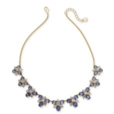 Charter Club Gold-Tone Crystal & Stone Cluster Necklace, 17″ + 2″ extender, Purple