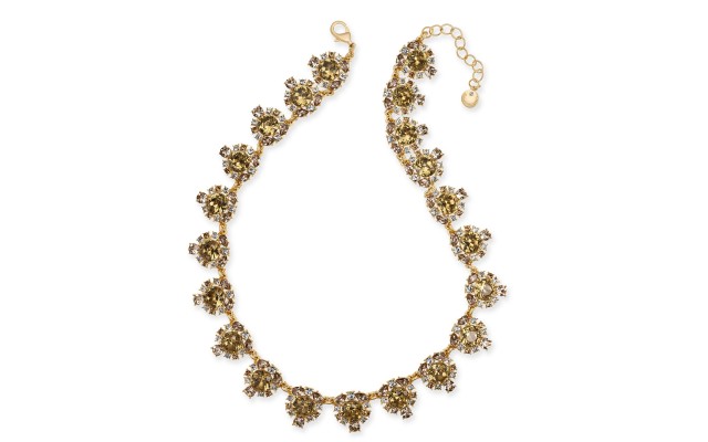  Gold-Tone Crystal & Stone Collar Necklace, 17″ + 2″ Extender
