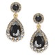  Gold-Tone Crystal & Stone Drop Earrings, Black