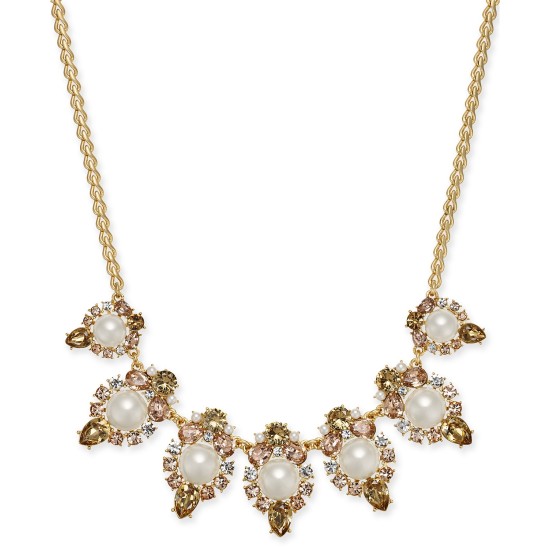  Gold-Tone Crystal Stone & Imitation Pearl Statement Necklace (17)