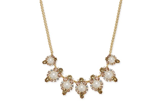  Gold-Tone Crystal Stone & Imitation Pearl Statement Necklace (17)