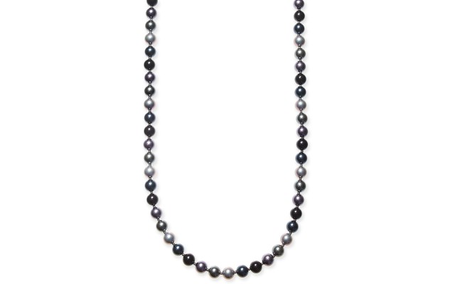  Gold-Tone Imitation Pearl Graduated Strand Necklace, 42″ + 2″ Extender, Gray