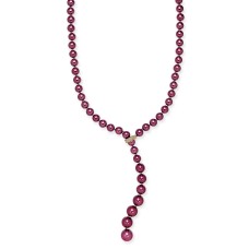 Charter Club Gold-Tone Imitation Pearl Lariat Necklace, 36″ + 2″ Extender, Red