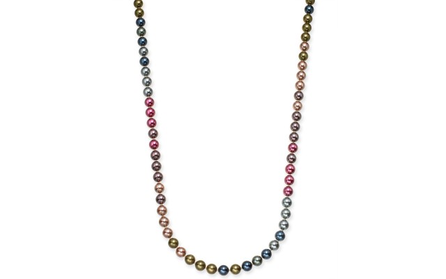  Gold-Tone Imitation Pearl Strand Necklace, 60″ + 2″ extender