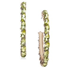Charter Club Gold-Tone Medium Navette-Stone Open Hoop Earrings, 1.37″,