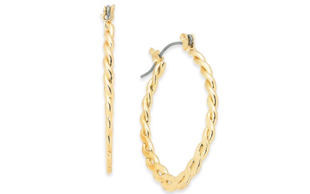  Gold-Tone Medium Twisted Hoop Earrings
