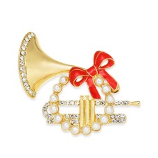 Charter Club Gold-Tone Pave & Imitation Pearl French Horn Box Pin