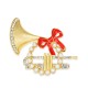  Gold-Tone Pave & Imitation Pearl French Horn Box Pin