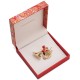  Gold-Tone Pave & Imitation Pearl French Horn Box Pin
