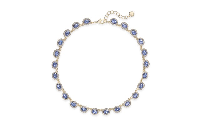  Gold-Tone Pave & Stone Collar Necklace,Blue