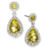 Charter Club Gold-Tone Pave & Stone Drop Earrings, Yellow