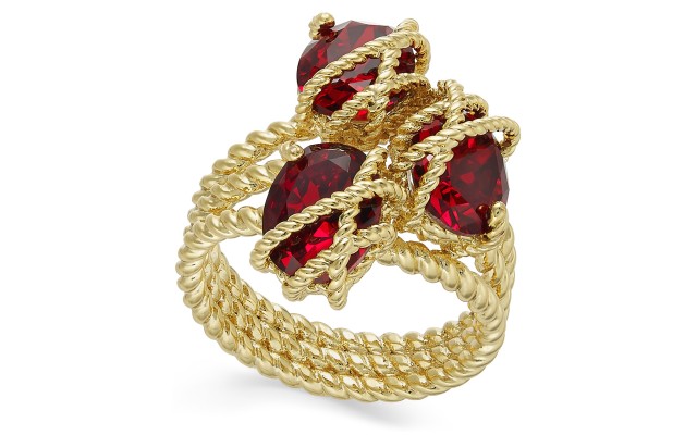  Gold-Tone Stone Cluster Triple-Wrap Ring