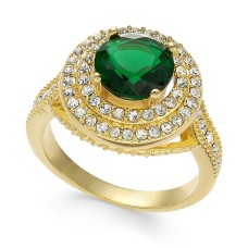Charter Club Green Stone & Crystal Halo Rings
