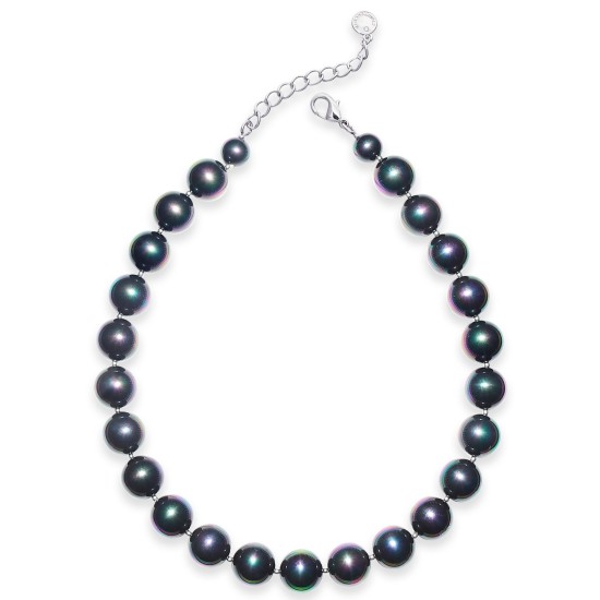  Imitation 14mm Pearl Collar Necklaces, Gray