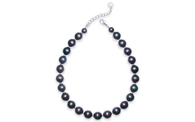  Imitation 14mm Pearl Collar Necklaces, Gray