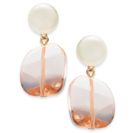  Imitation Pearl & Stone Drop Earrings