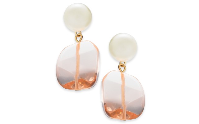  Imitation Pearl & Stone Drop Earrings
