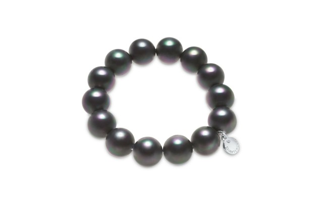  Imitation Pearl Stretch Bracelet (14mm, Gray)