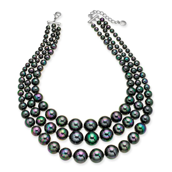  Imitation Pearl Three-Row Collar Necklace (18+2)